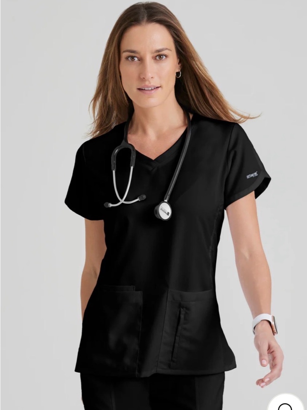 Grey's Anatomy Black V-Neck Short Sleeve Scrub Top